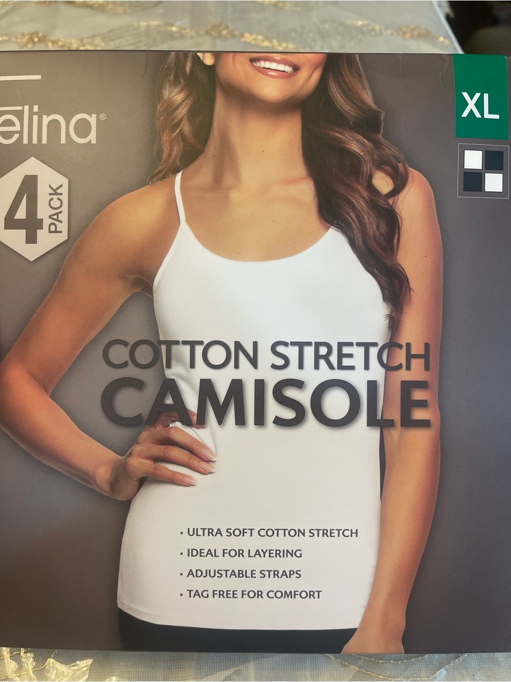 Felina Cotton Stretch Camisole 4-pc 2 black 2 white